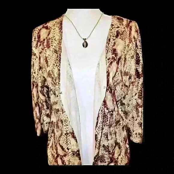 FIRST ISSUE/Liz Claiborne Co, Womans SNAKESKIN Print Cardigan LIGHTWEIGHT XL - Picture 3 of 8